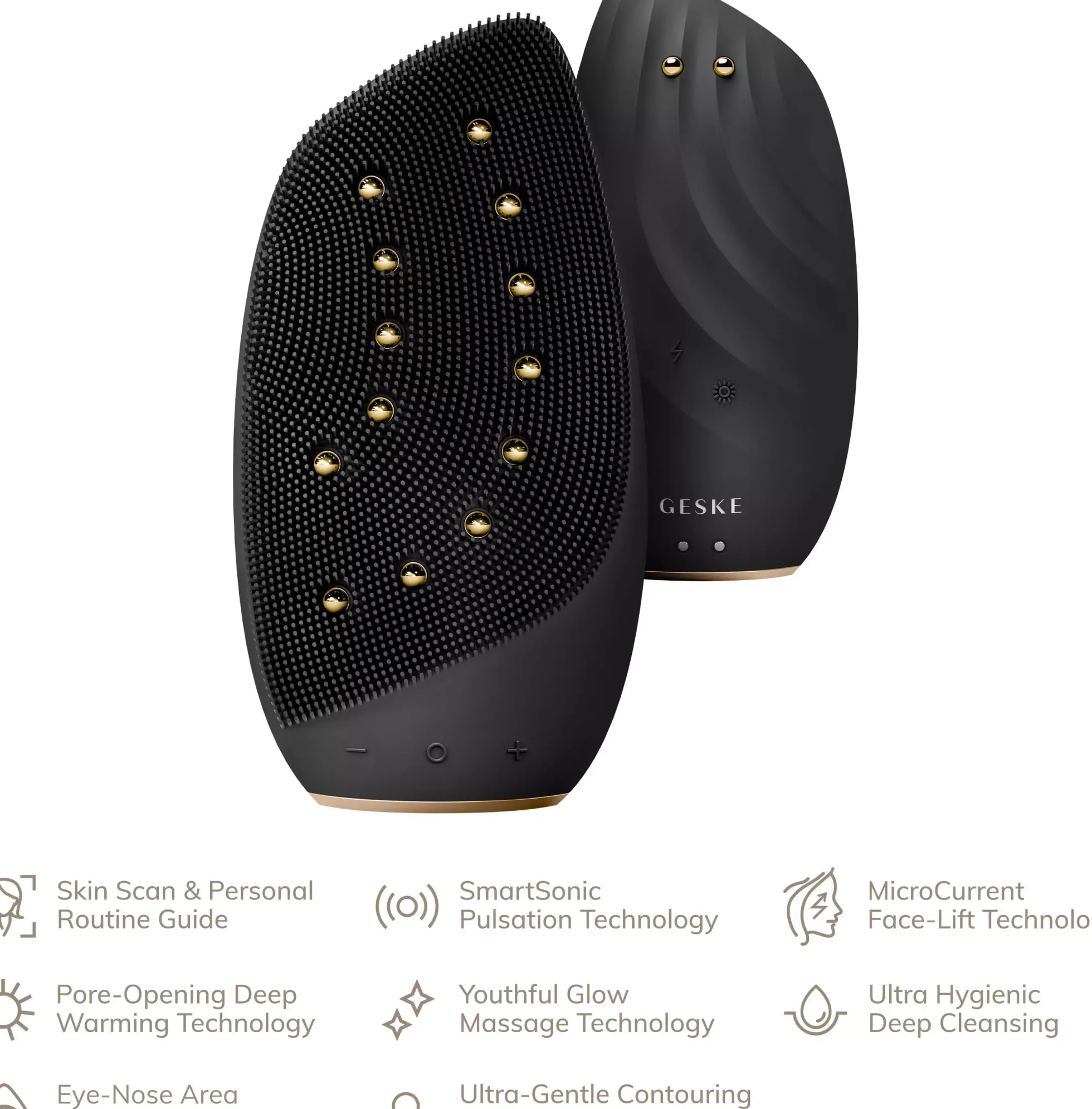 Geske8 in 1 Sonic Thermo Facial Brush & Face-Lifter Gray