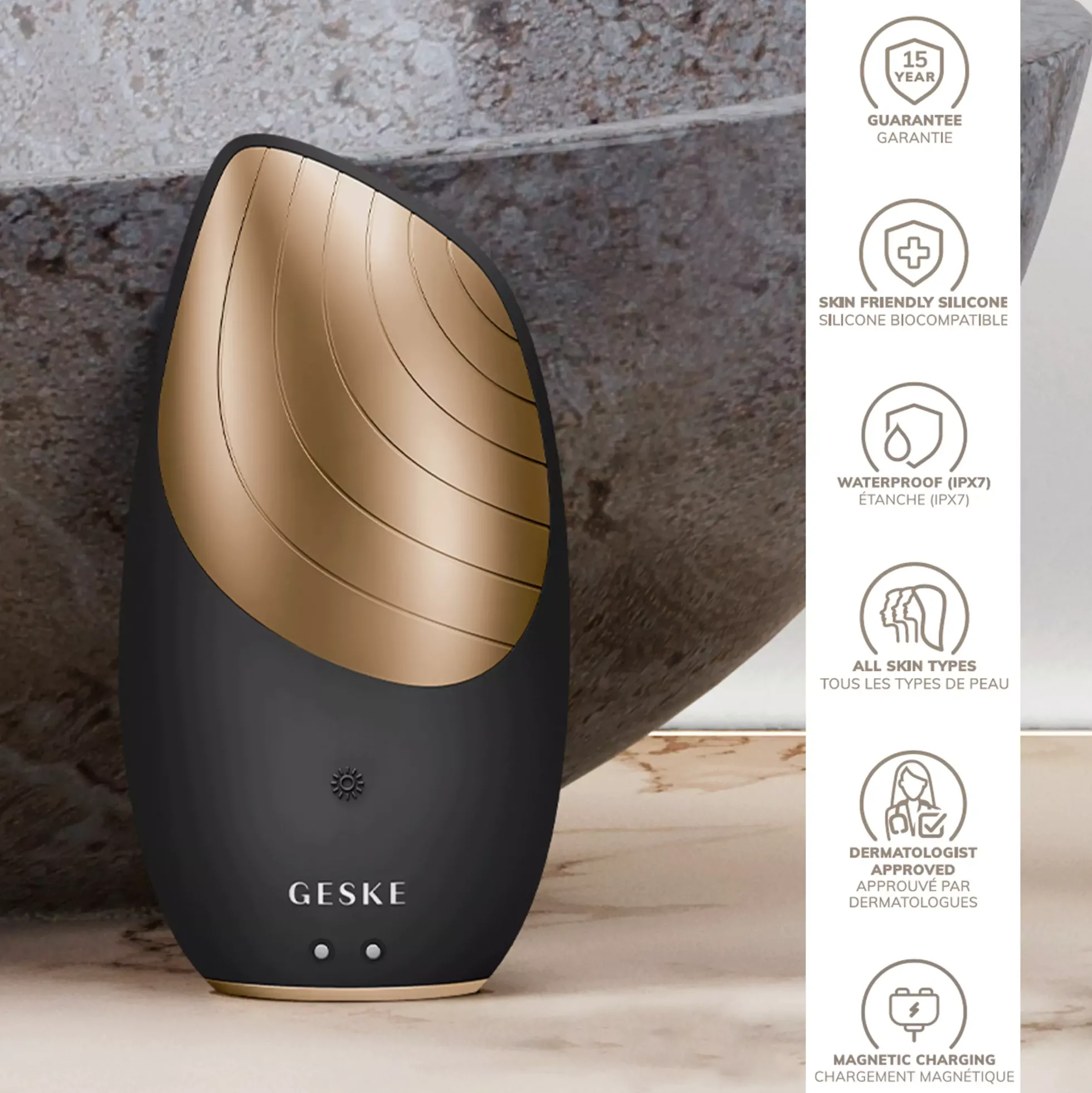 Geske6 in 1 Sonic Thermo Facial Brush Gray