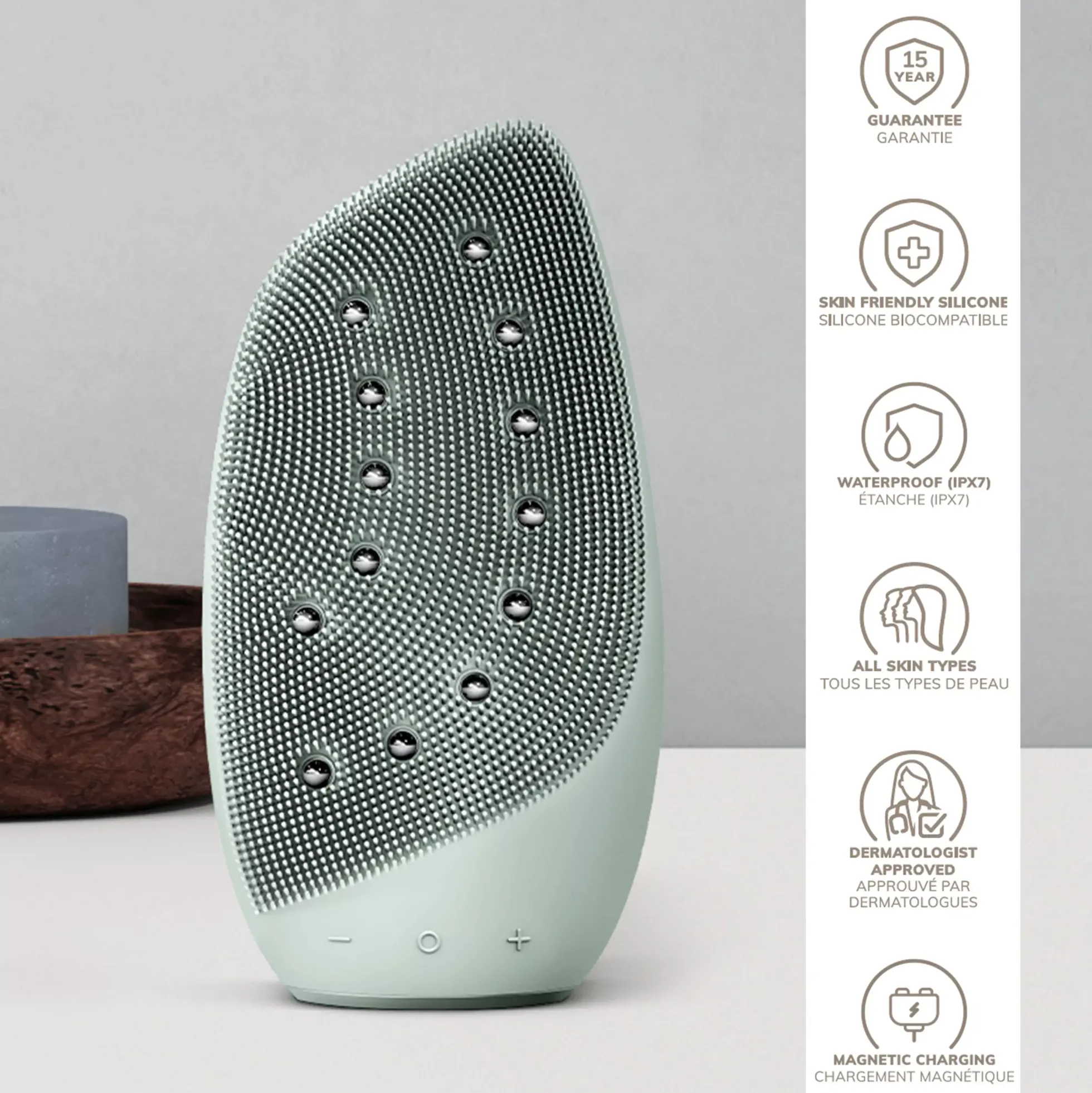 Geske8 in 1 Sonic Thermo Facial Brush & Face-Lifter Green
