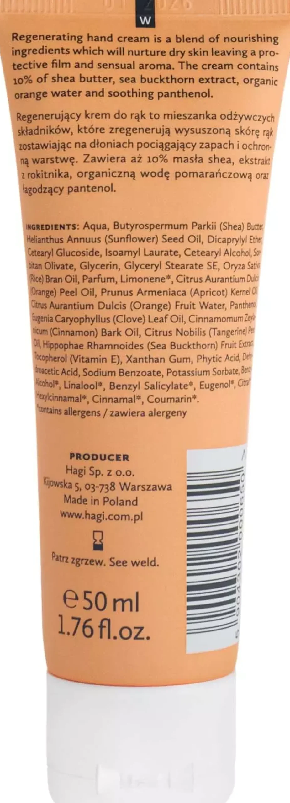 Hagi Natural Hand Cream For Very Dry Skin Spicy Orange m 50 ml