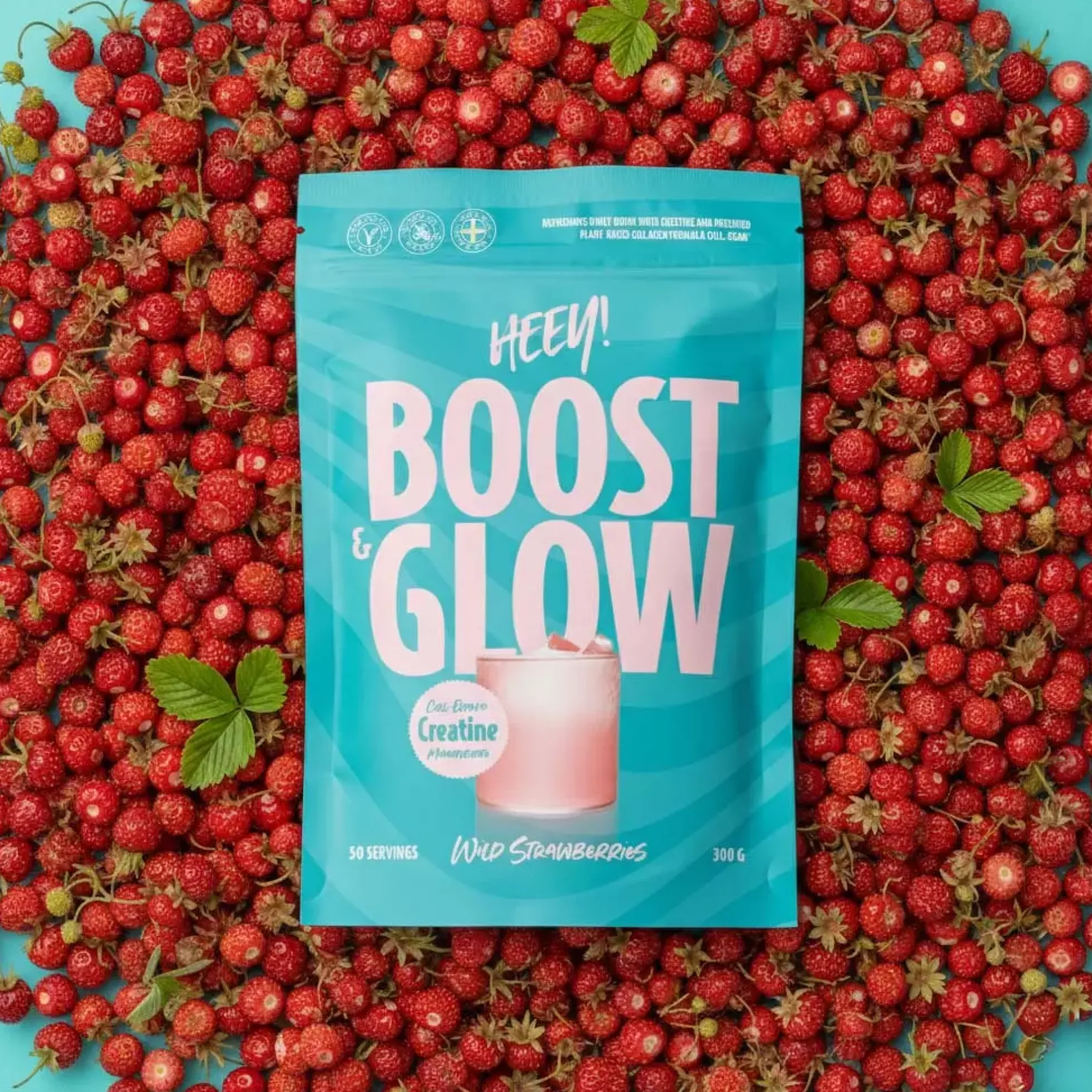 Heey! Boost & Glow Creatine + Coll-egan® Wild Strawberries 300 g