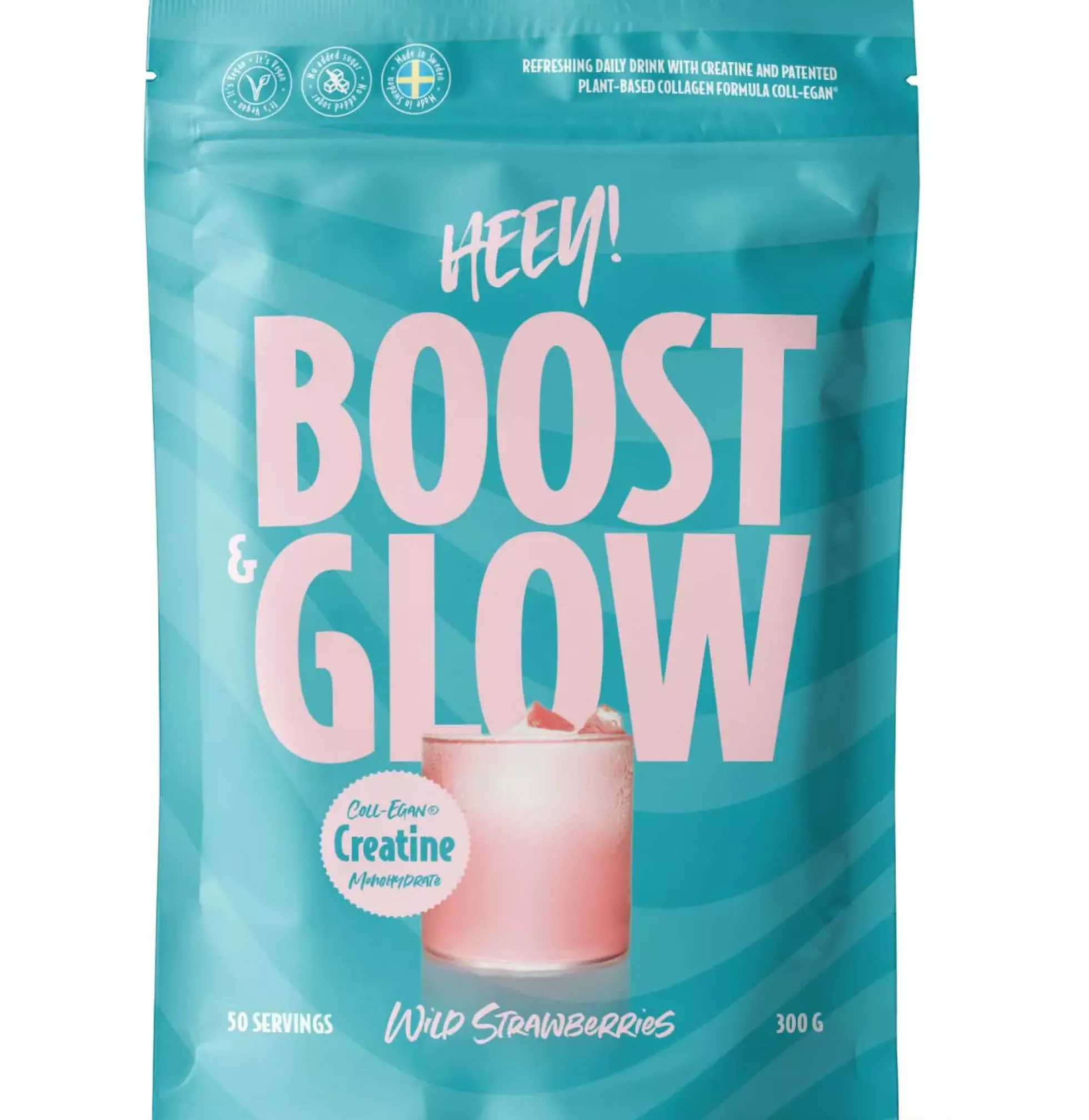 Heey! Boost & Glow Creatine + Coll-egan® Wild Strawberries 300 g