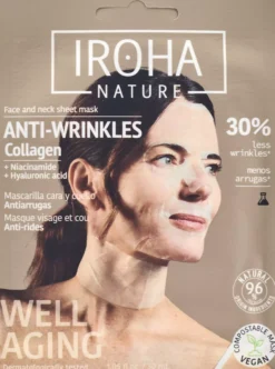 IROHA NATURE Anti-Wrinkles Collagen Face & Neck Sheet Mask