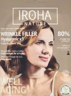 IROHA NATURE Wrinkle Filler Hyaluronic Face & Neck Sheet Mask