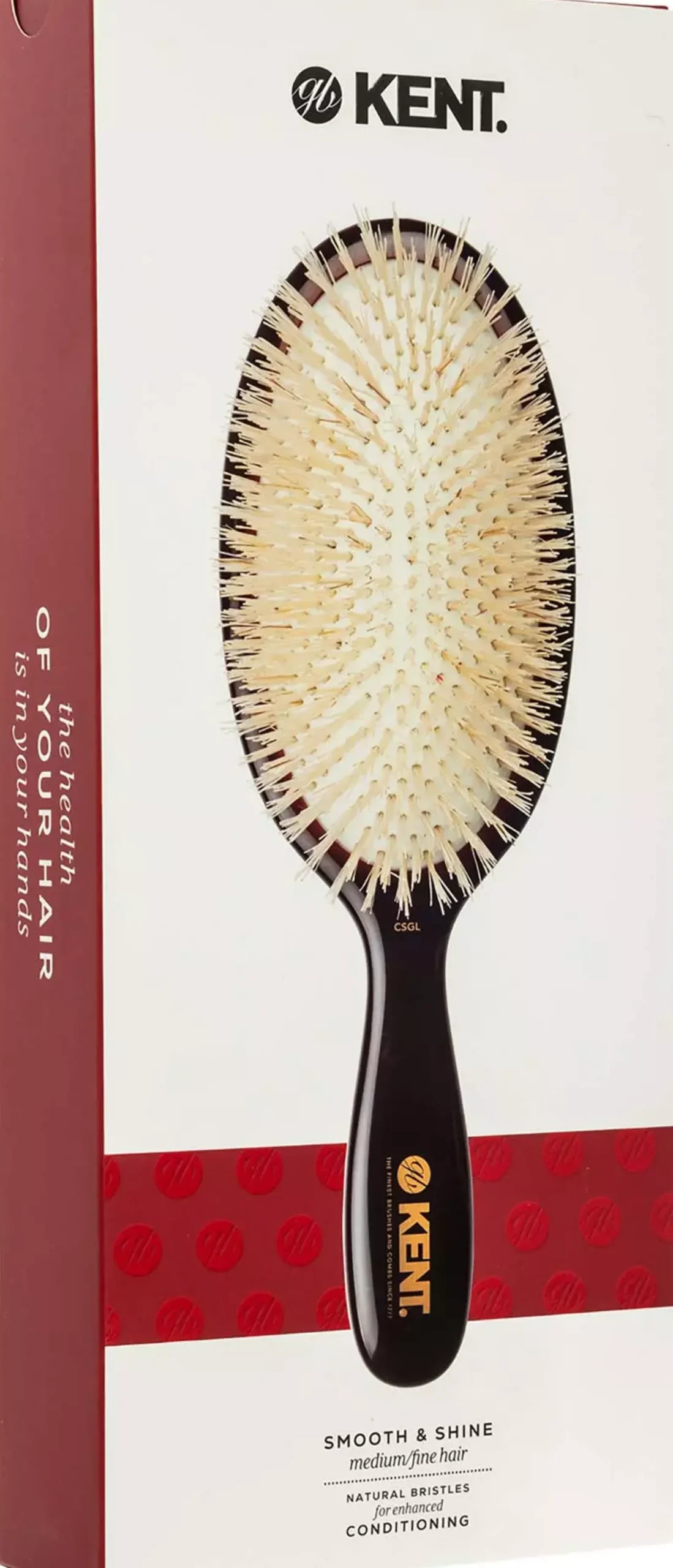 Kent Brushes Classic Shine Large Soft White Pure Bristle Hairbrush