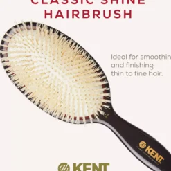 Kent Brushes Classic Shine Large Soft White Pure Bristle Hairbrush