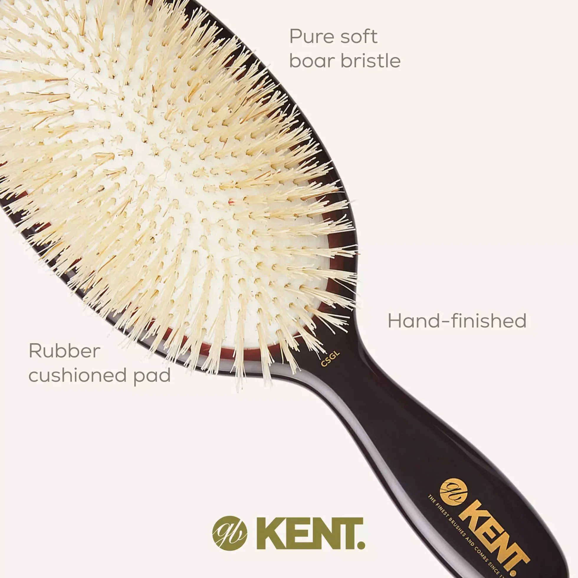 Kent Brushes Classic Shine Large Soft White Pure Bristle Hairbrush
