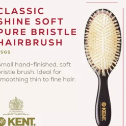 Kent Brushes Classic Shine Small Soft White Pure Bristle Hairbrush