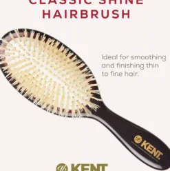 Kent Brushes Classic Shine Small Soft White Pure Bristle Hairbrush
