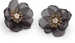 Lily and Rose Organza botanical earrings Black