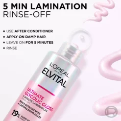 Loreal ParisElvital Glycolic Gloss Ultimate Rinse-Off Treatment For Dull Hair 200 ml