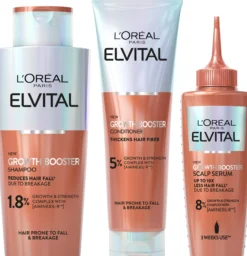 Loreal ParisElvital Growth Booster Bundle Shampoo 200 ml & Conditioner 150 ml & Hair Serum 102 ml