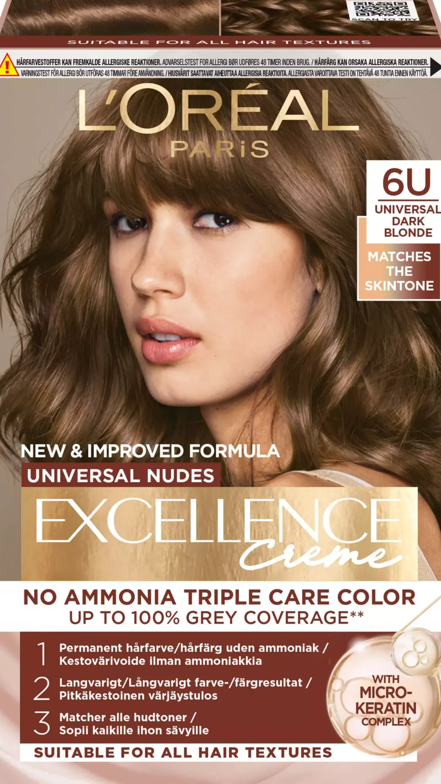 Loreal Paris Excellence Creme Universal Nudes 6U Universal Dark Blonde