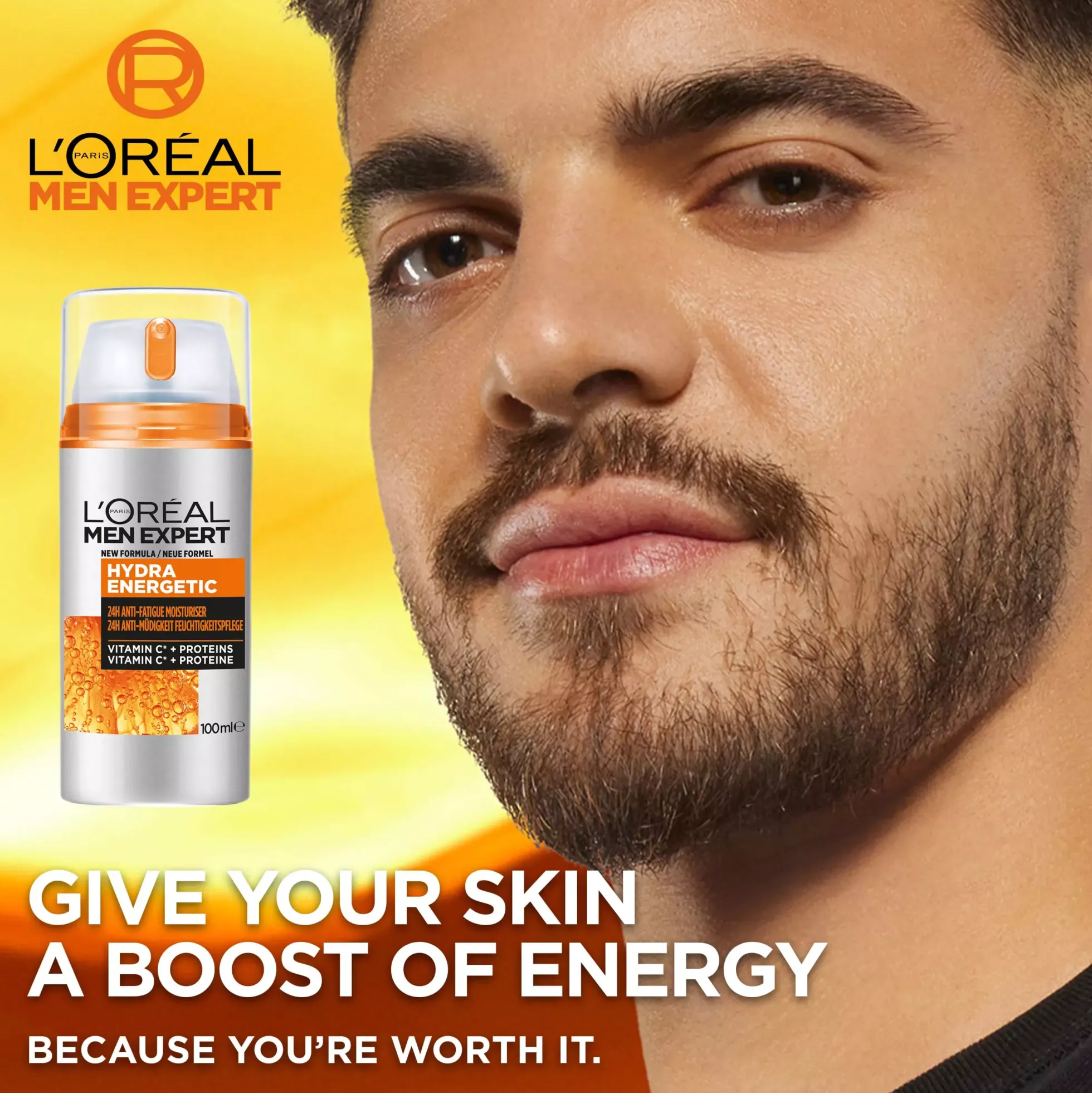 Loreal ParisMen Expert Hydra Energetic Shower Gel 1000 ml & 24H Anti-Tiredness Moisturiser 100 ml