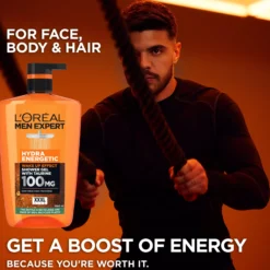Loreal ParisMen Expert Hydra Energetic Shower Gel 1000 ml & 24H Anti-Tiredness Moisturiser 100 ml