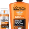 Loreal ParisMen Expert Hydra Energetic Shower Gel 1000 ml & 24H Anti-Tiredness Moisturiser 100 ml