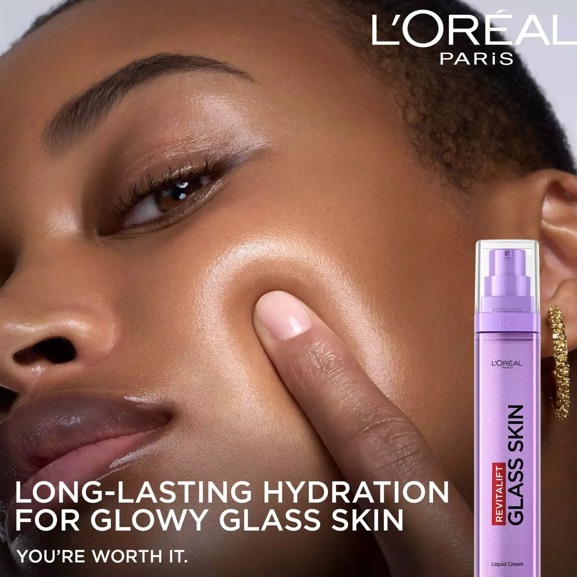 Loreal ParisRevitalift Filler 1,5% Hyaluronic Acid Serum 30 ml & Glass Skin Liquid Cream 50 ml & Hydrogel Glow Mask