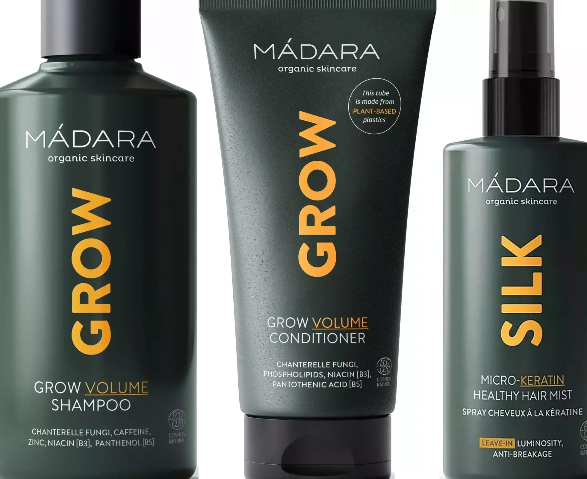 MádaraGrow Volume Bundle Shampoo 250ml & Conditioner 175ml & SILK Micro-Keratin Hair Mist 90ml
