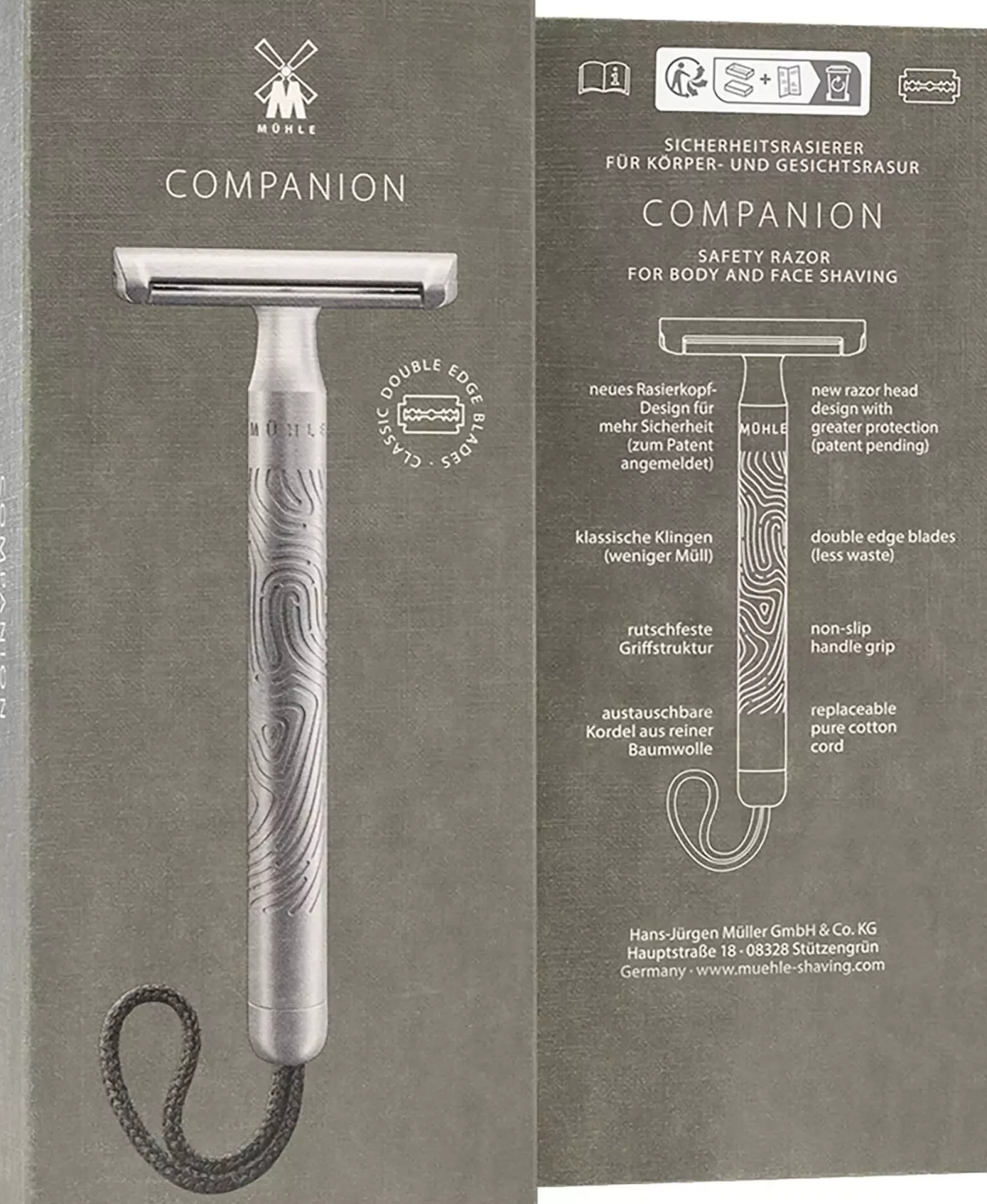 Mühle Companion Unisex Safety Razor Silver Matt Stone