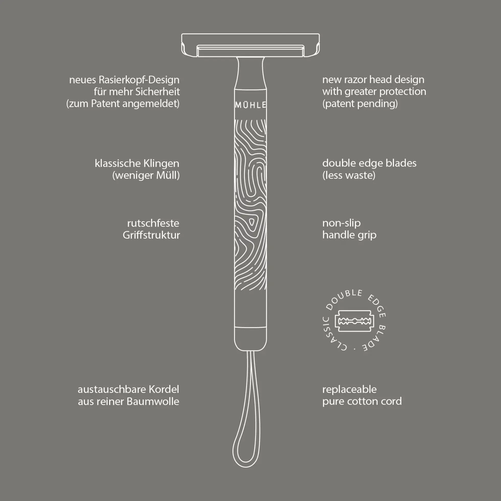 Mühle Companion Unisex Safety Razor Silver Matt Stone