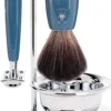 Mühle Rytmo Safety Razor Shaving Set Black Fiber Resin Petro Blue