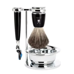 Mühle Rytmo Set Razor Fusion™ + Shaving Brush + Bowl High-grade Resin Pure Badger Black