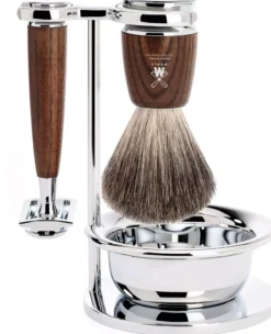 Mühle Rytmo Set Safety Razor + Shaving Brush + Bowl Ash Steamed Pure Badger