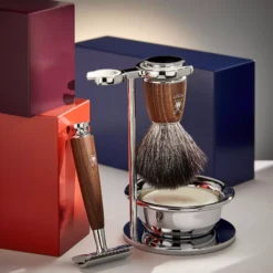 Mühle Rytmo Set Safety Razor + Shaving Brush + Bowl Ash Steamed Pure Badger