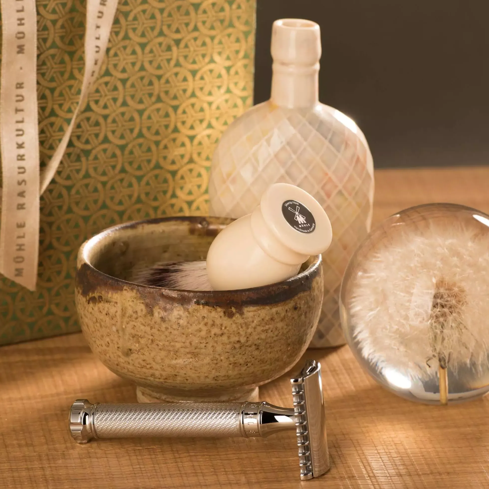 Mühle Syntetisk Rakborste Classic Resin Ivory Silvertip Fibre-L