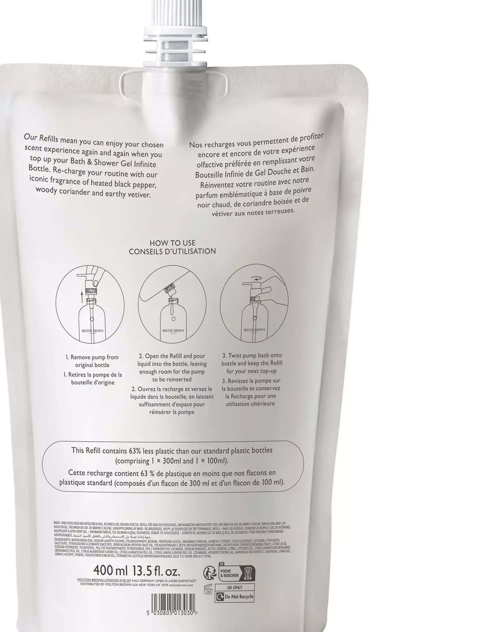 Molton Brown Re-charge Black Pepper Bath & Shower Gel Refill 400 ml