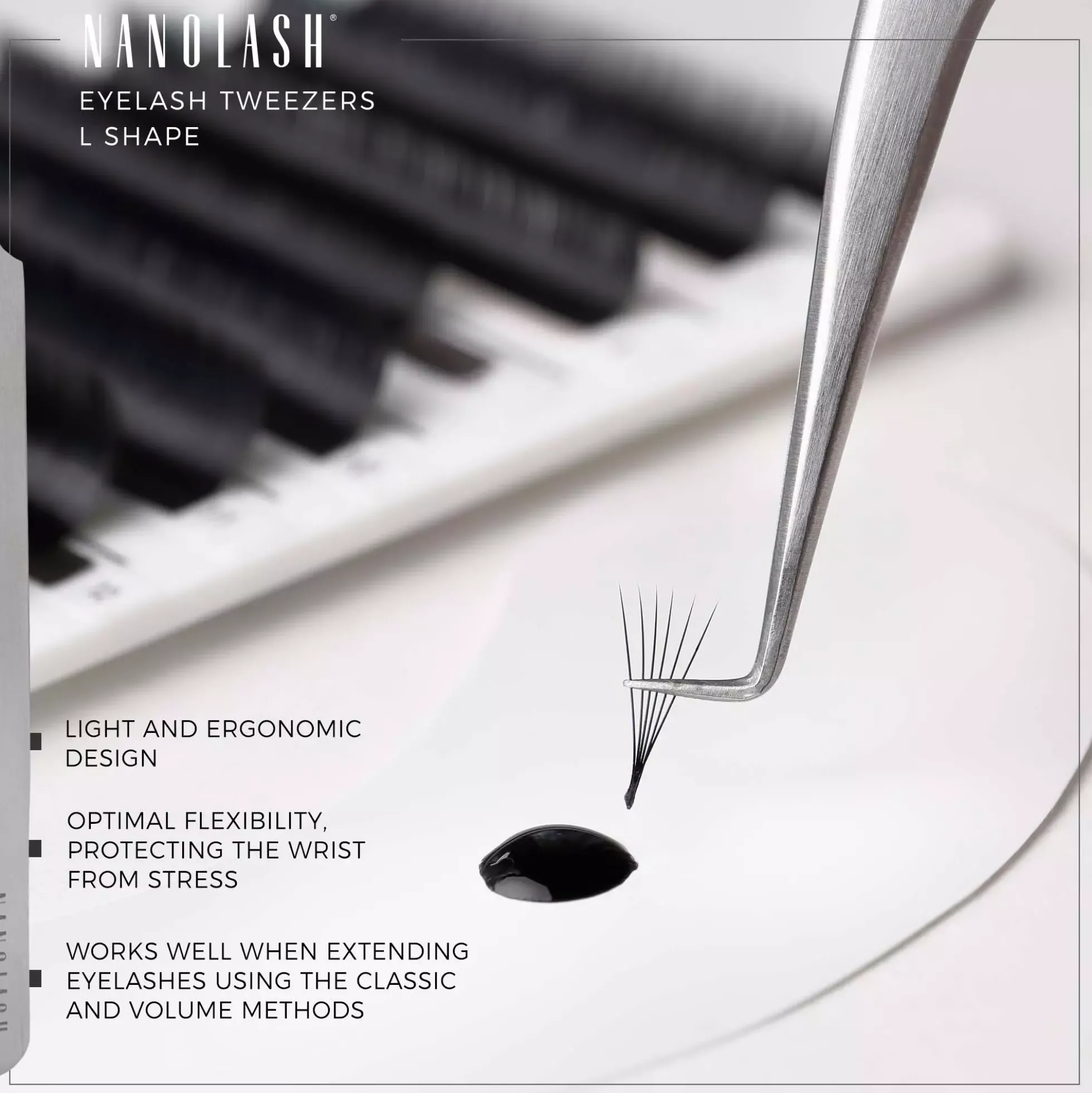 Nanolash Eyelash Tweezers L Shape