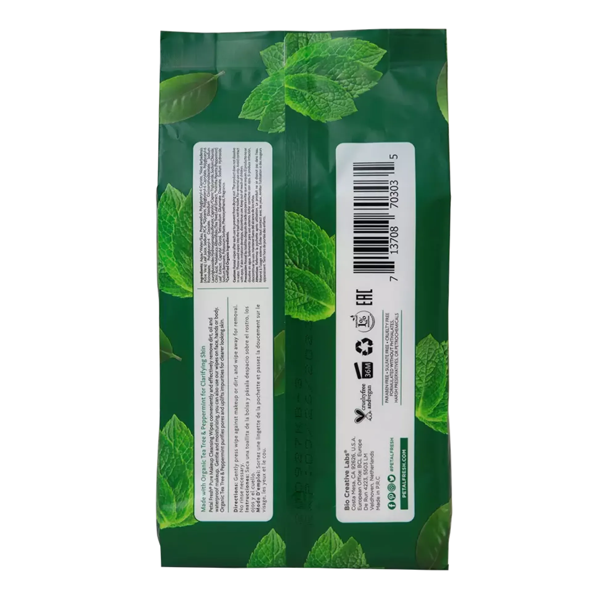 Petal FreshPure Tea Tree & Peppermint Makeup Removing Wipes