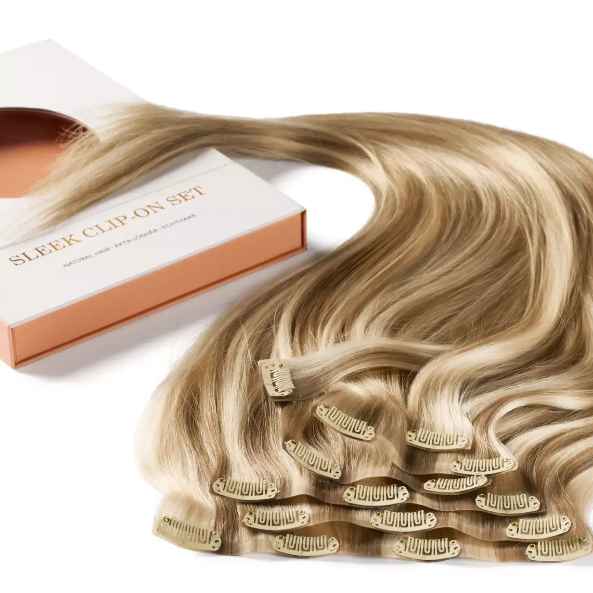 Rapunzel of Sweden Invisible Clip-ins Straight / Medium Volume / 7 pieces cm M7.3/10.8 Cendre Ash Blonde Mix 50