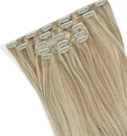 Rapunzel of Sweden Vegan Clip-ins Straight / Medium Volume / 5 pieces 50 cm M7.3/10.8 Cendre Ash Blonde Mix