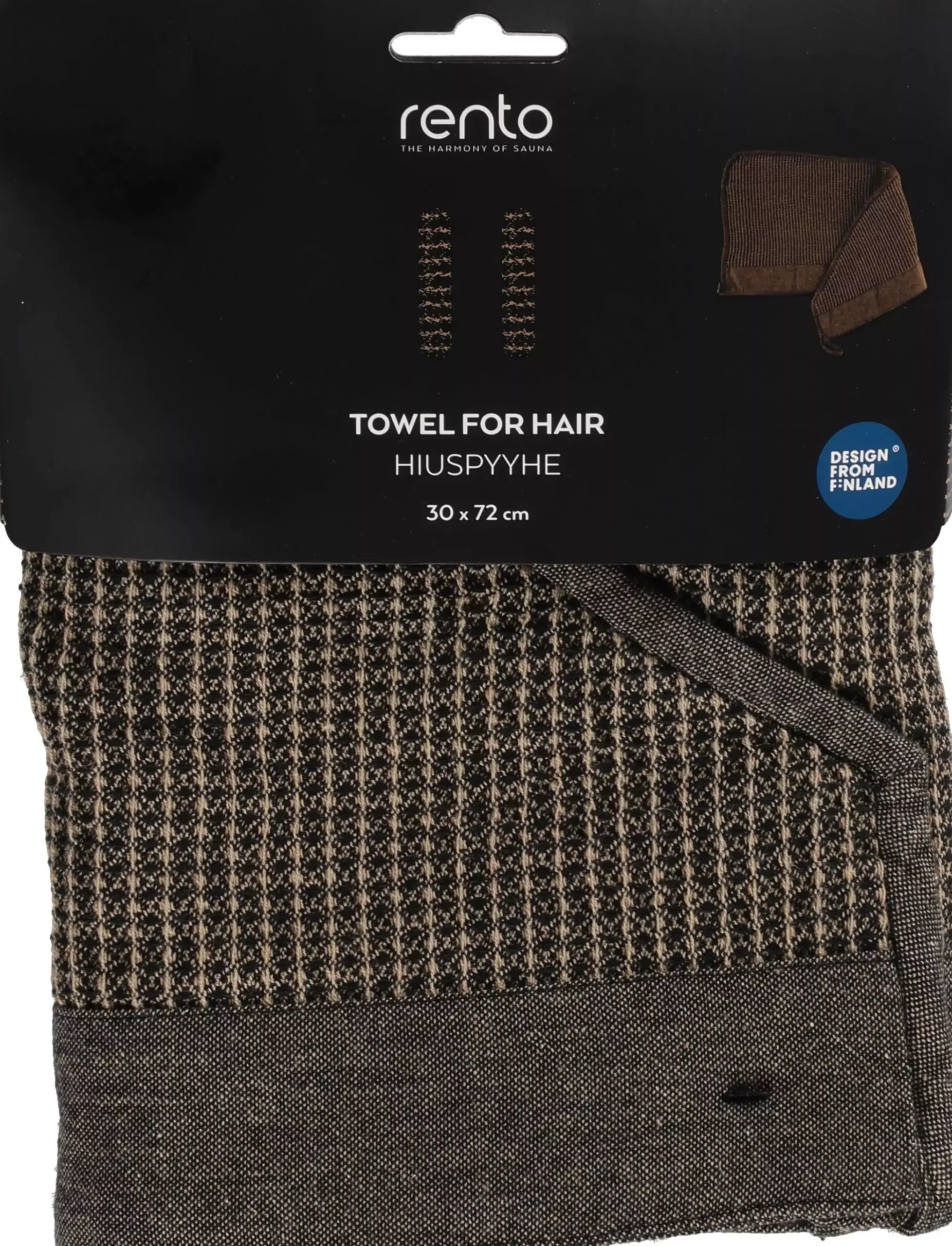 RentoKenno Hair towel 30x72 cm Black/Beige