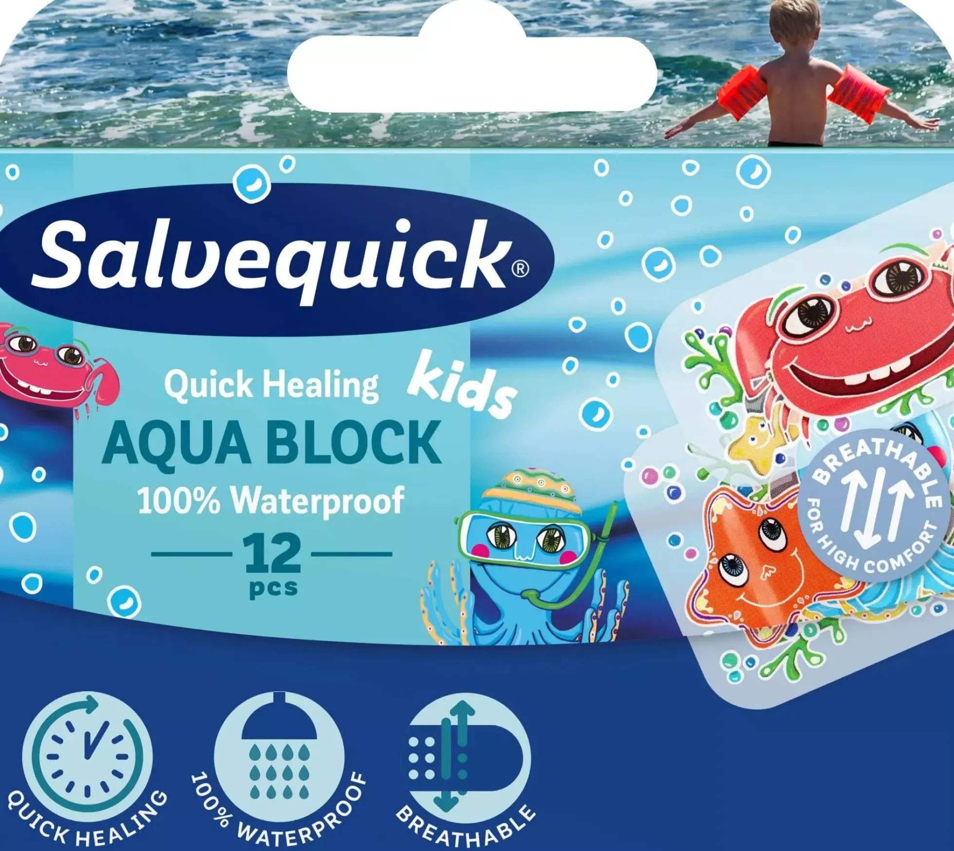 Salvequick Aqua Block Kids 12 st