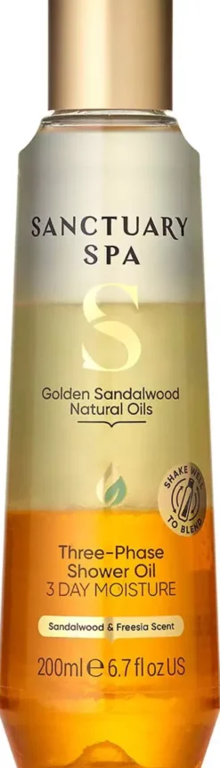 Sanctuary SpaGolden Sandalwood Natural Oils Three-Phase Shower Oil 200 ml