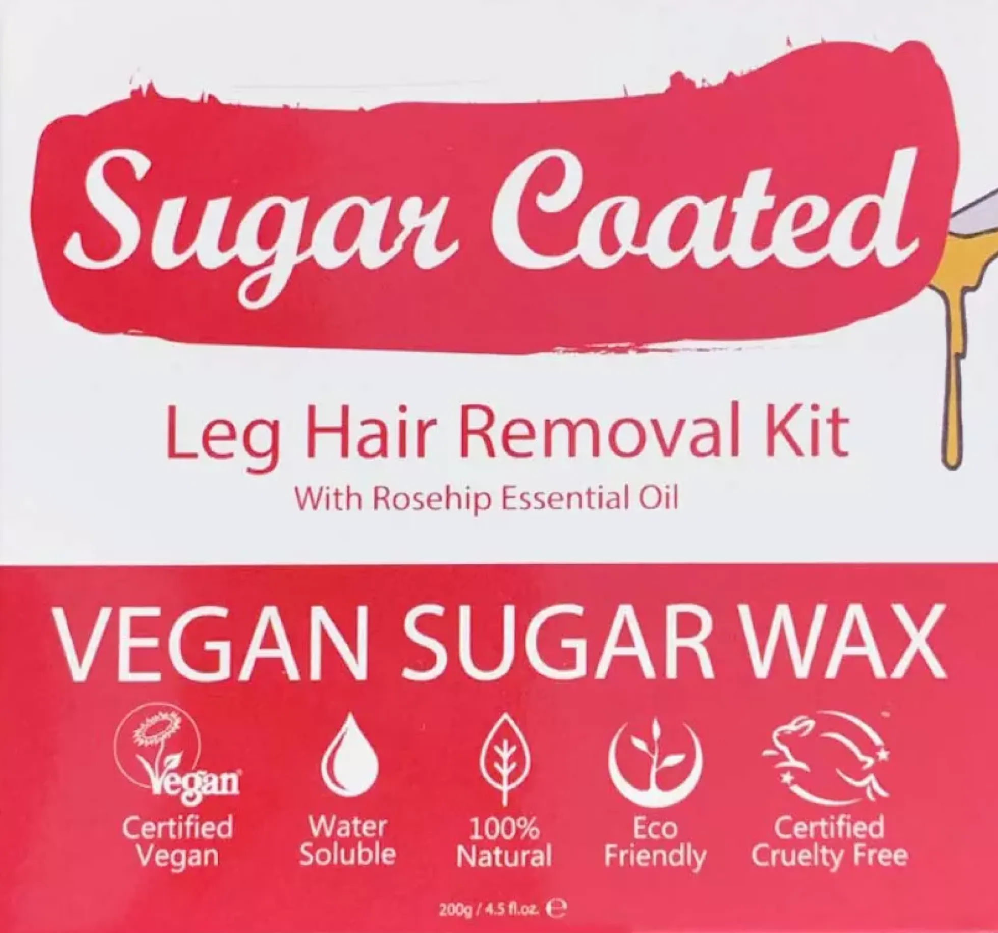 Sugar Coated Leg Hair Removal Kit With Rosehip Essential Oil 200 g