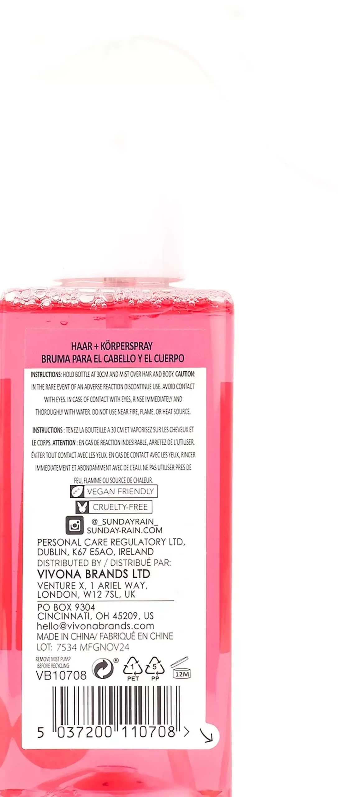Sunday Rain Sunday Rain Pink Grapefruit & Sea Salt Hair & Body Mist 200 ml