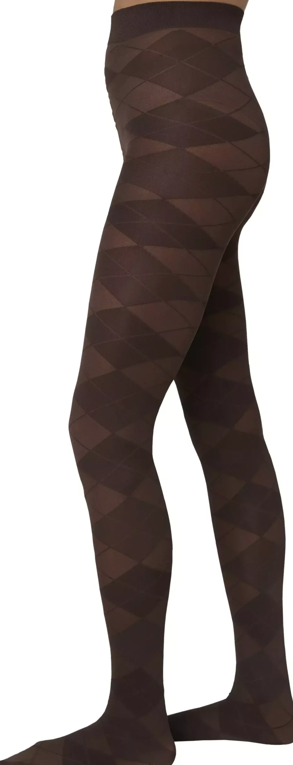 Swedish Stockings Rebecka Argyle Tights Dark Brown S