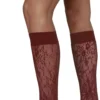 Swedish Stockings Rosa Lace KneeHighs Deep Red