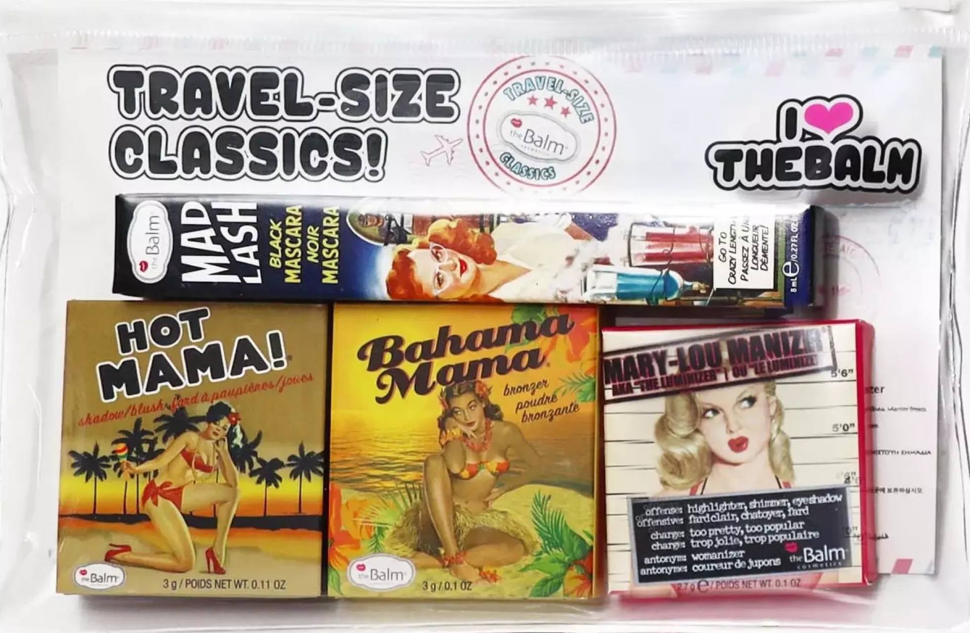 the Balm Travel Set with Cosmetics Bag