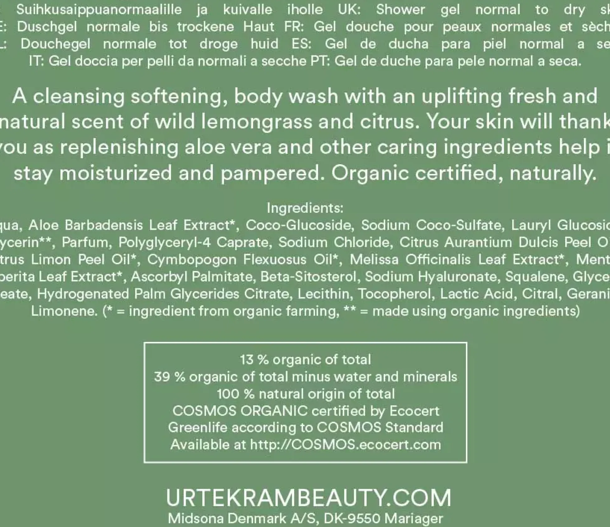 UrtekramWild Lemongrass Body Wash 500 ml