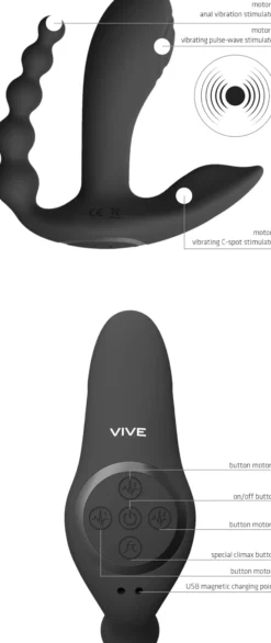 VIVEVIVE Kata Pulse Wave & Vibrating Double Penetration Vibrator Black