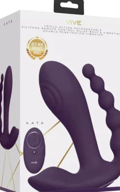 VIVEVIVE Kata Pulse Wave & Vibrating Double Penetration Vibrator Purple