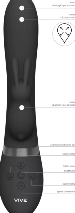 VIVEVIVE Taka Inflatable & Vibrating Rabbit Black
