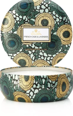 VoluspaFrench Cade & Lavender 3-Wick in Decorative Tin 40h 340 g