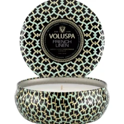 VoluspaFrench Linen 3-Wick Tin Candle 40h
