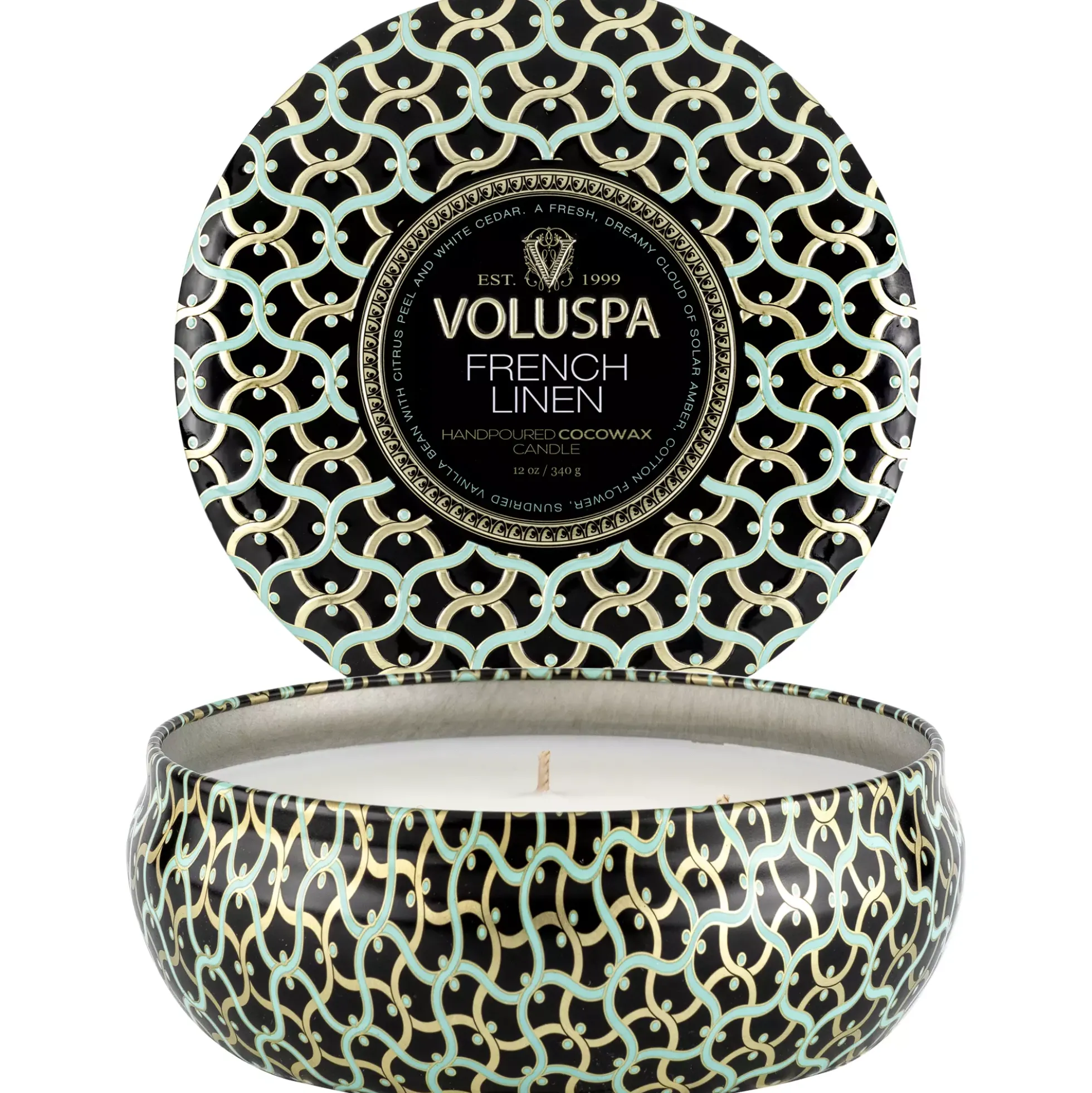 VoluspaFrench Linen 3-Wick Tin Candle 40h