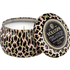 VoluspaPink Citron Grapefruit Mini Tin Candle 25h